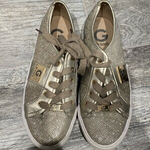Gold glitter G by Guess shoes (C242)